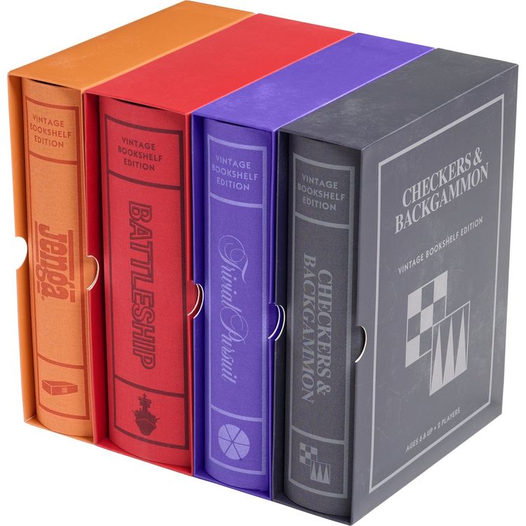 Vintage-Bookshelf-Assortment-4-Pack-Jenga-Battleship-Checkers-Backgammon-Trivial-Pursuit-Games-26153253077079